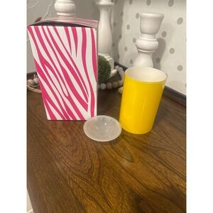 Glossy Yellow Warming Shade 1374 Glass Candle Warmer Cover Sleeve Yellow White